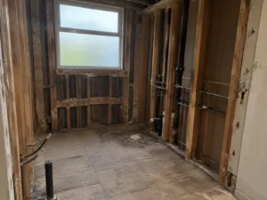 Bathroom cleared to the agreed framing and floor condition