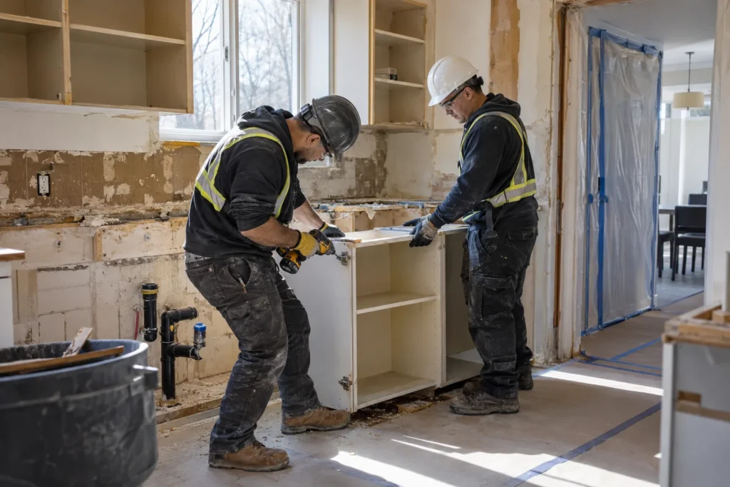 Kitchen interior demolition work